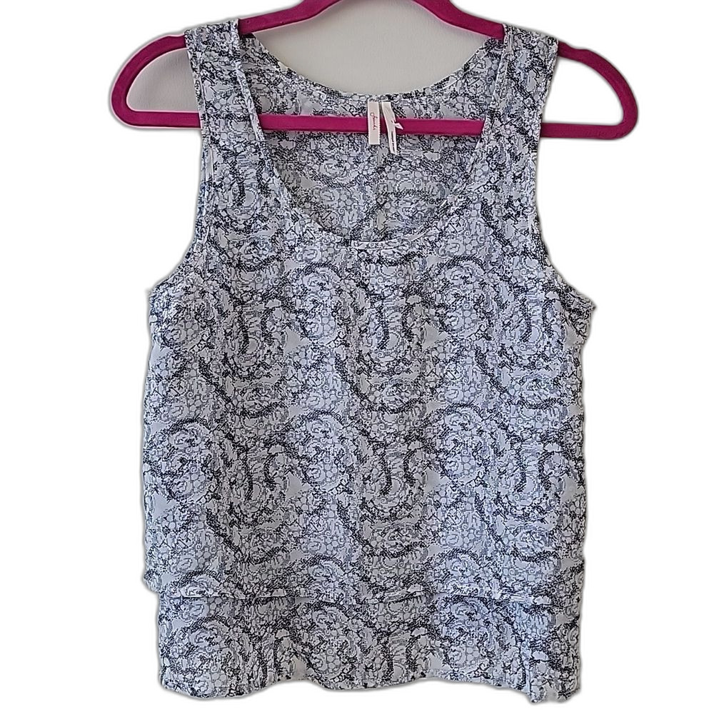 Frenchi Abstract Snakeskin Tank Top Black Gray Size S Boho